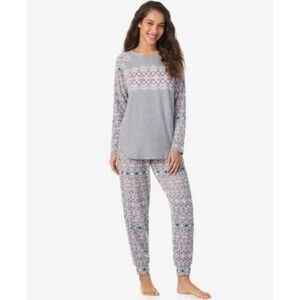 Cuddl Duds Cuddl Duds Womens Long Sleeve Gray Fairisle S